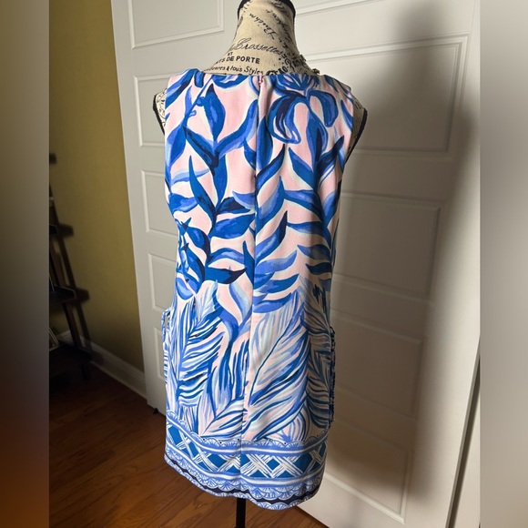 Lilly Pulitzer Donna Romper Pink Tropics Heat Wave Blue Leaf Print - Picture 3 of 7